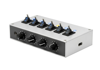 Audio Mixer with Multiple Controls and Faders.