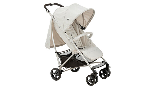 Lightweight stroller with adjustable canopy and storage basket isolated on transparent background cut out