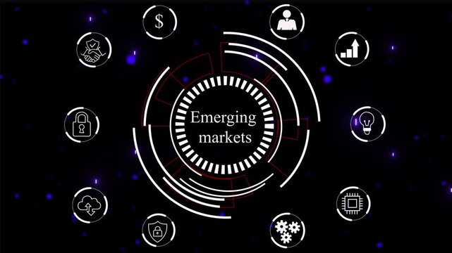 Business, Technology, Internet and network concept. virtual screen of the future and sees the inscription: Emerging markets 3d illustration