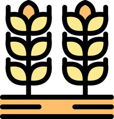 Fototapeta premium Simple icon representing wheat growing in a field, symbolizing agriculture, farming, and food production