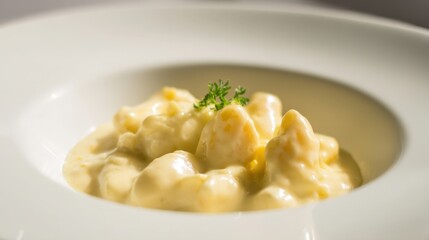 Fish Milt in Creamy Cheese Sauce. Generative AI