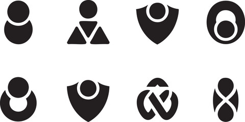 Collection of abstract human figures icons design