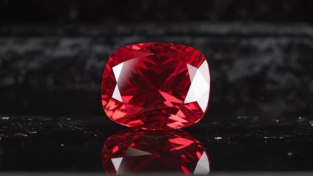 Intense Red Spinel Gemstone with Brilliant Light Flare and Sparkle