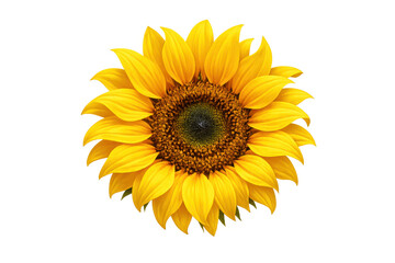 Naklejka premium Sunflower head with bright yellow petals, radiating warmth and natural beauty, isolated on transparent background