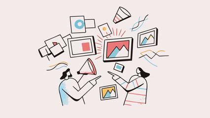 Two colleagues coordinating and analyzing data on multiple screens and graphs in a collaborative workspace