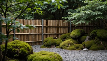 Obraz premium Serene Zen Garden with Lush Green Moss and Natural Elements