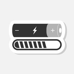 Charge battery icon sticker isolated on gray background