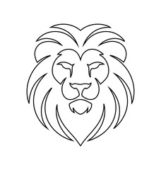 Obraz premium Lion Stroke Outline Vector Illustration for Drawing and Coloring – Cute Cartoon Lion Line Art for Kids Activity Books and Educational Design