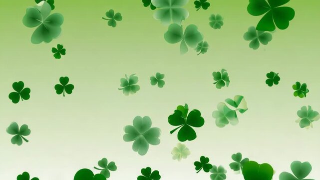 Bright green shamrock leaves scattered in festive celebration design