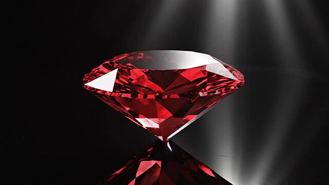 Shining Red Ruby Diamond with Cinematic Lens Flare Effect