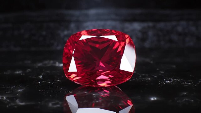 Large Cushion Cut Red Spinel Gemstone with Intense Sparkle