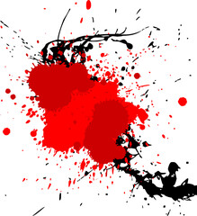 red watercolor ink brush painting dropped splatter splash artistic grunge graphic element on white background