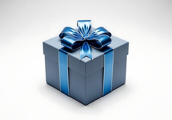 Obraz premium blue gift box with ribbon