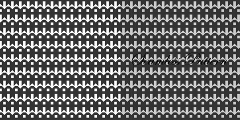Modern geometric monochrome seamless pattern featuring intricate interlocking chevron shapes isolated on transparent background, Vector