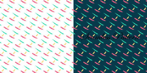 Abstract brushstroke seamless pattern set with vibrant colors on light and dark backgrounds isolated on transparent background, Vector