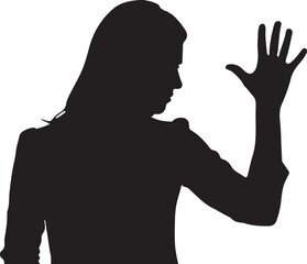 Talk to the Hand Silhouette &ndash; Woman Dismissive Gesture in Solid Black on White Background