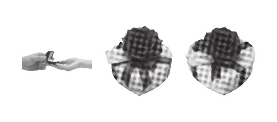 Halftone valentine gift box abstract black and white illustration