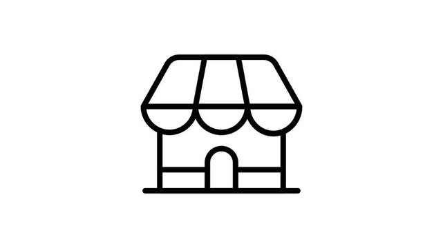 Animated store icon moving on white background