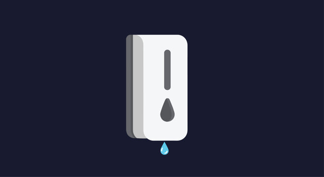 Minimalist icon of an automatic touchless soap or sanitizer dispenser with a single drop of liquid for hygiene and safety concepts.