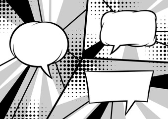 Background with speech bubble. Decorative abstract card in pop art style.