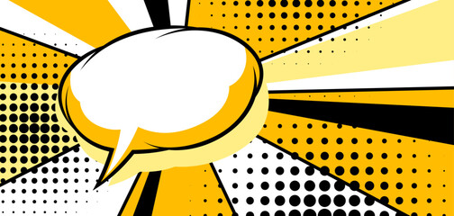 Background with speech bubble. Decorative abstract card in pop art style.
