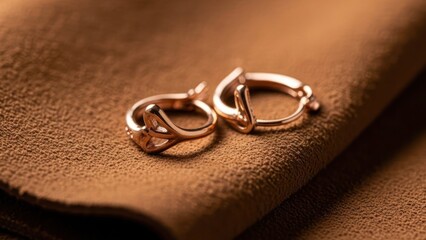 Pair of elegant earrings resting on textured surface jewelry design concept