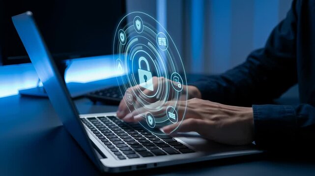 VPN connections zero trust security data protection secure access online privacy encryption technology digital network cybersecurity advanced protection for computer laptop hand typing