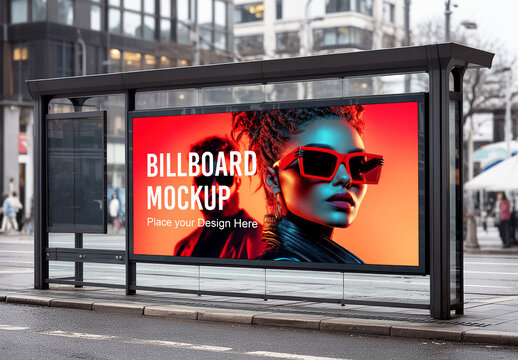 Bus Stop Billboard Mockup for Fashion Ad