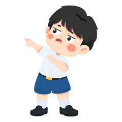 Obraz premium Boy Dabbing with Tired Expression