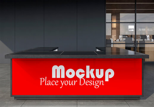 Reception Counter Design Mockup in Modern Lobby