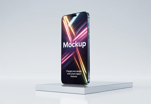 Smartphone Mockup Display on Studio Pedestal