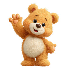 Cute bear cartoon waving hand with transparent background