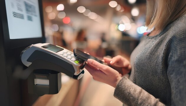 person is using a mobile device to pay for at a store
