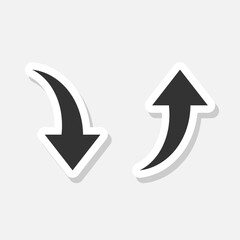 Curved arrow up and down icon sticker isolated on gray background