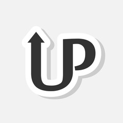 Up icon sticker isolated on gray background