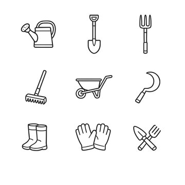 Farmer and plantation Tool Icon Set Vector Collection