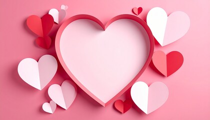 Valentine Paper Cut Style Heart Frame with Copy Space