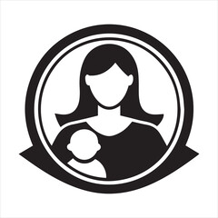 Mom and baby logo vector icon silhouette. Mother's day silhouette icon on white.