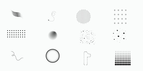 Vintage Retro Halftone Dot Patterns and Pop Art Design Elements for Posters
