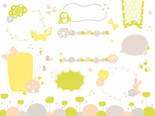 てがきでかわいい北欧風の春のあしらいとフレームセット