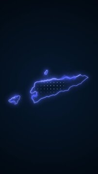 Vertical Neon Blue Timor Leste Map Borders Outline Loop Background