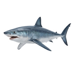 Fototapeta premium Gray shark swimming on white background