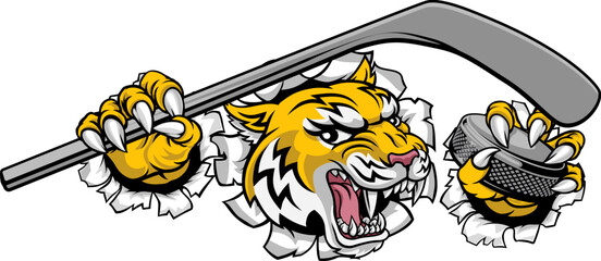 Naklejka premium A wildcat or bobcat lynx bobcats wildcats sports team ice hockey mascot