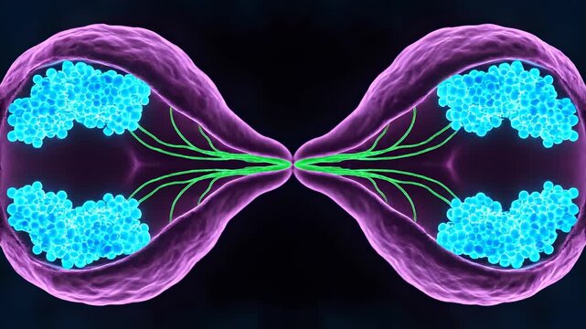 Scientific visualization of cell division process mitosis