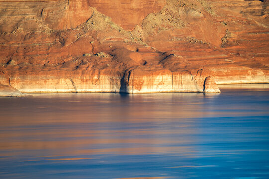 Close up of the bathtub ring on canyon walls at Lake Powell