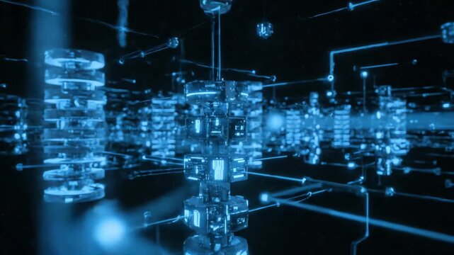 Futuristic Data Center Infrastructure with Connected Digital Nodes