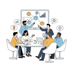 Business Meeting: Team Collaboration, Strategy, and Presentation