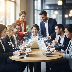 Professional Team Collaboration: Digital Network Connecting Diverse Business People