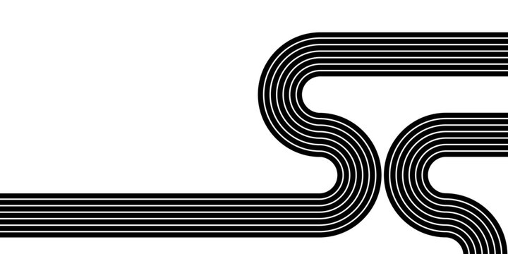 Vector pattern of black parallel lines on a white background in retro style. Decorative design element for advertising, packaging, sportswear. Sports vector background. Competition. design
