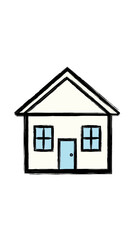 Obraz premium Simple House Illustration with Blue Door and Windows